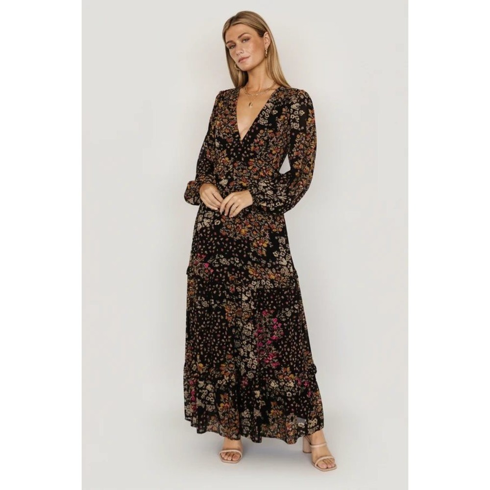 Baltic Born Black Floral Maxi Dress